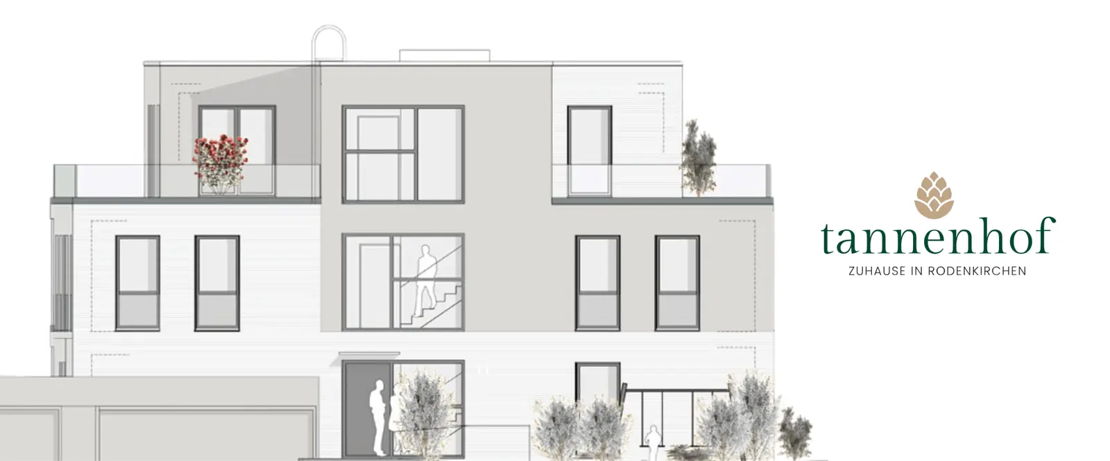 Ansicht mit Penthouse (Planung)